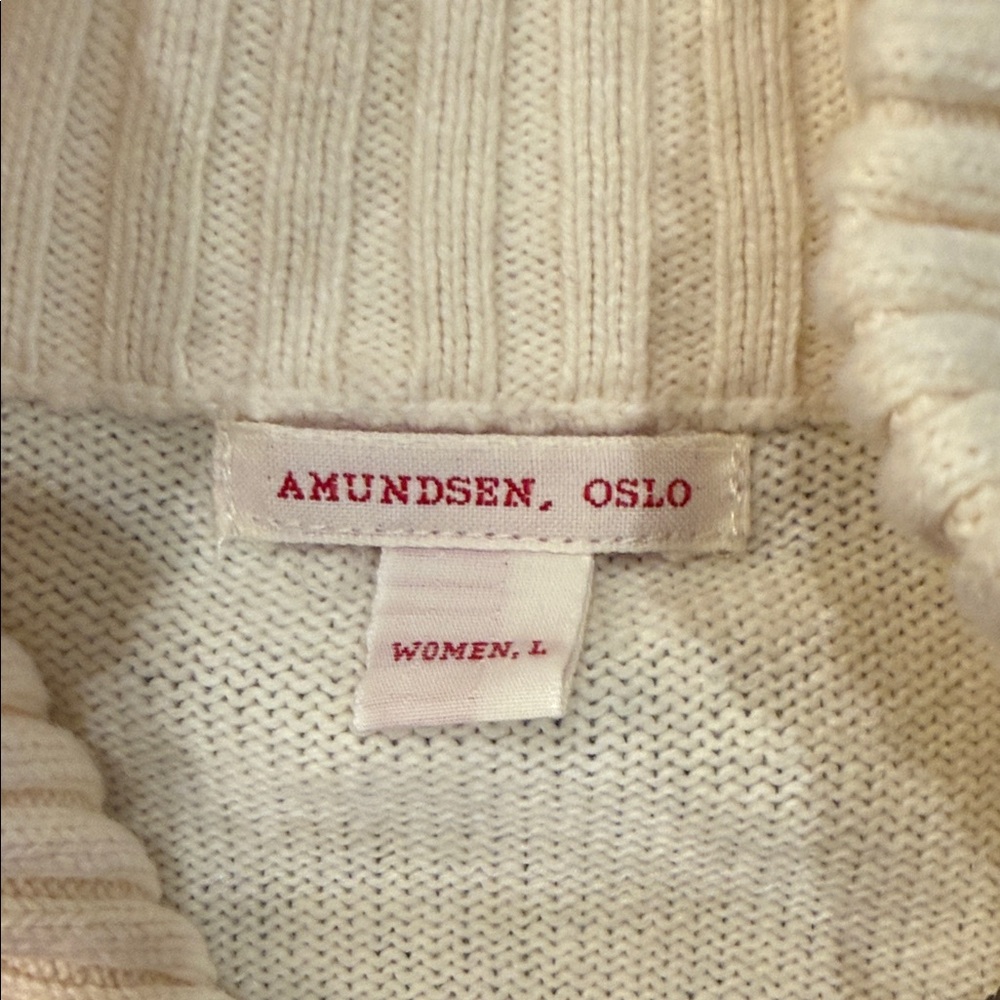 Cream Amundsen BNWT Half-Zip Knit Sweater with Ribbed Collar - Picture 2 of 13